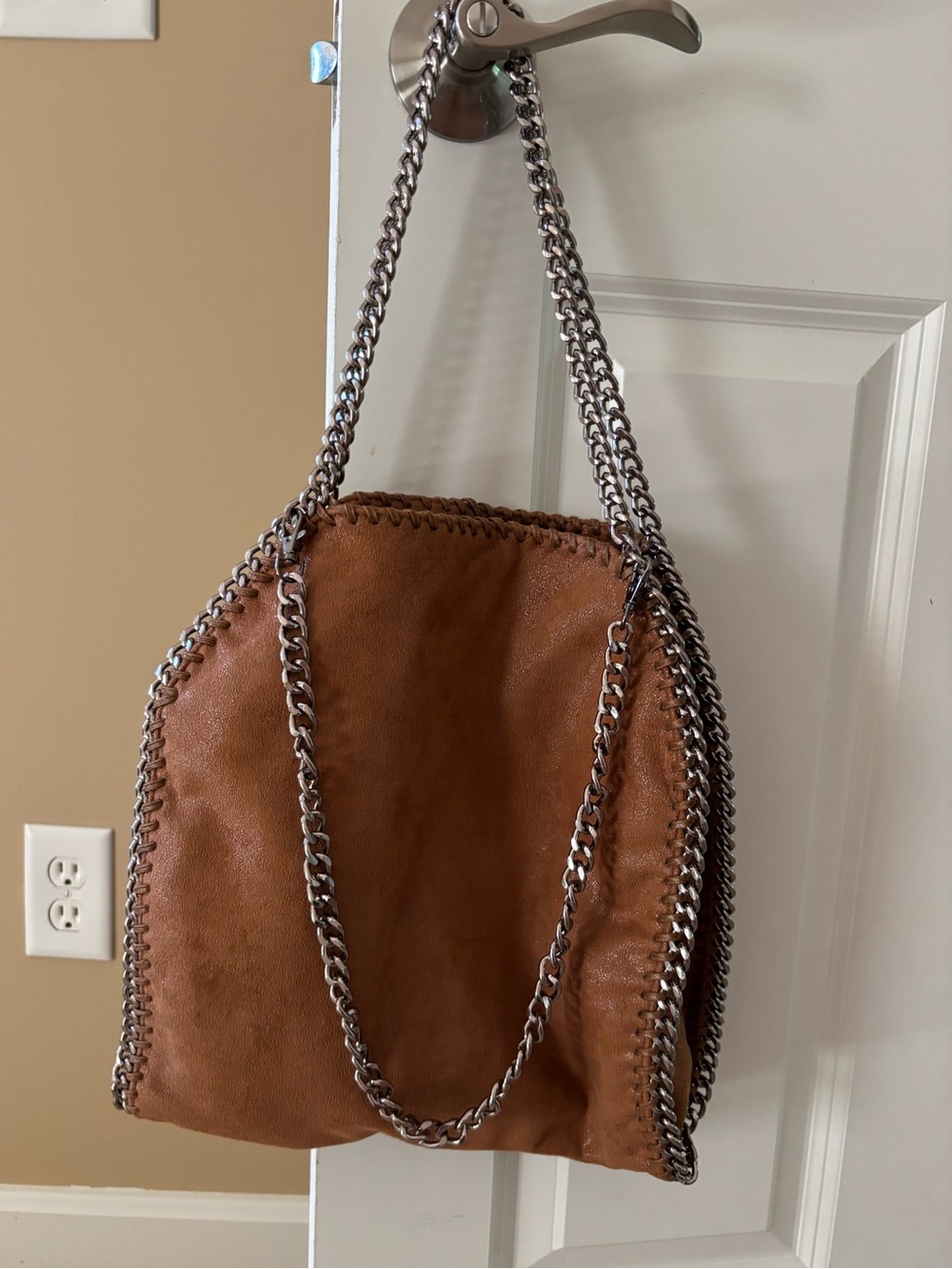 Brown Chain-Trim Shoulder Bag NWOT